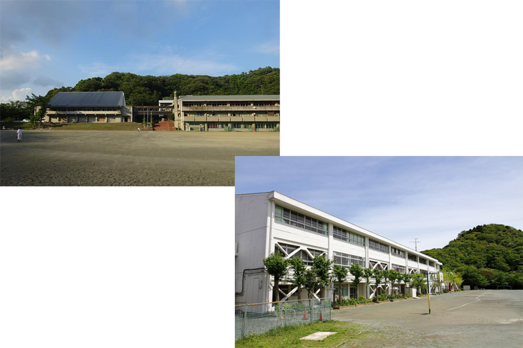 南郷中学校と長柄小学校